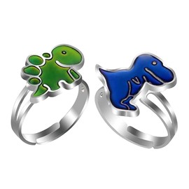 Dinosaur Mood Ring, Colour Variations, Sensory Mood, Temperature Measurement, Adjustable Mood Ring, Children, Comfortable Mood Ring, Anxiety Relief, Suitable as a Birthday Gift for Boys and Girls
