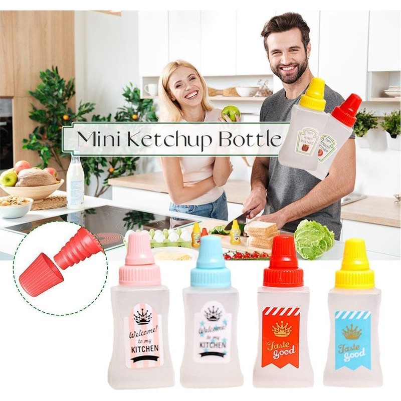 Wentoenapp 2Pcs Mini Ketchup Bottle, Condiment Squeeze Bottles Empty, Plastic