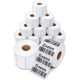 Aegis Adhesives - 2 ¼” X 1 ¼” Direct Thermal Labels for Barcodes, Address, Perforated & Compatible with Rollo, Zebra, & Other Desktop Label Printers (12 Rolls, 1000/Roll)