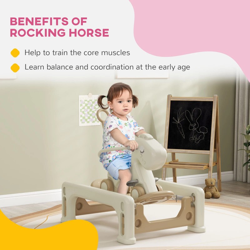 Qaba 5 in 1 Rocking Horse for Toddlers 1-6 Years