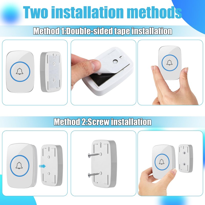 8 Pcs Waterproof Doorbell Kit 4 Pcs Home Doorbell with