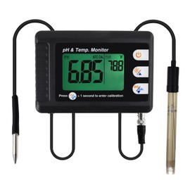 2 in 1 pH & Temperature Meter Digital pH Monitor Dual Display Water Quality Tester with ATC and Automatic Calibration Function, pH Tester for hydroponics, Aquarium, Pools, etc.