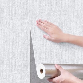 Kmiles White 3D Foam Cotton Wallpaper Texture Peel and Stick Waterproof Wallpaper, Length 19.7" Width 393" Per Roll, Suitable for Living Room and Bedroom Wall Decoration Tenant Friendly