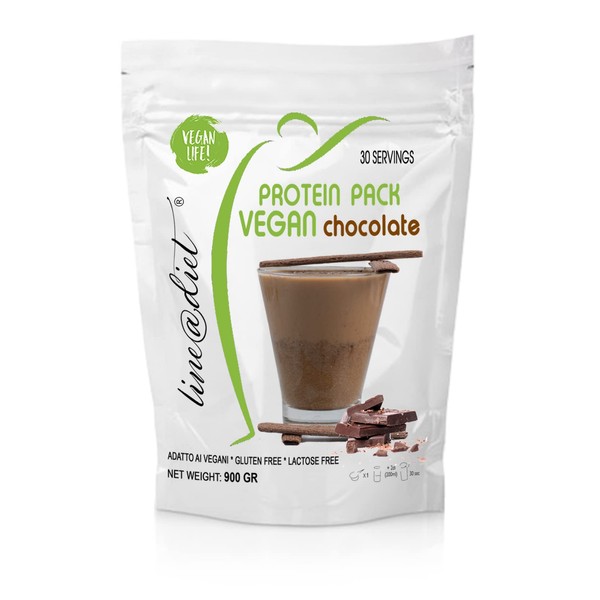 Vegan Protein Shake 900 g Chocolate Gluten Free Lactose Free Vegan Protein Shake line@diet, 30 Servings with 80% Protein for Athletes and Fitness