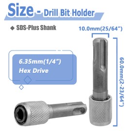 Mesee 5 Pieces SDS-Plus Shank Drill Chuck Adapters SDS Plus to 1/4" Hex Socket Adapter Converter 1/4 Inch Hex Shank Screwdriver Drill Bit Holder for Electric Hammer Impact Drills