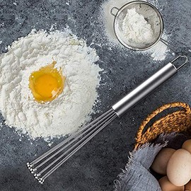 Ntcpefy 2 Pieces Stainless Steel Ball Whisk Wire Egg Whisk Set Suitable for Kitchen Cooking, Stirring, Whisk and Beat