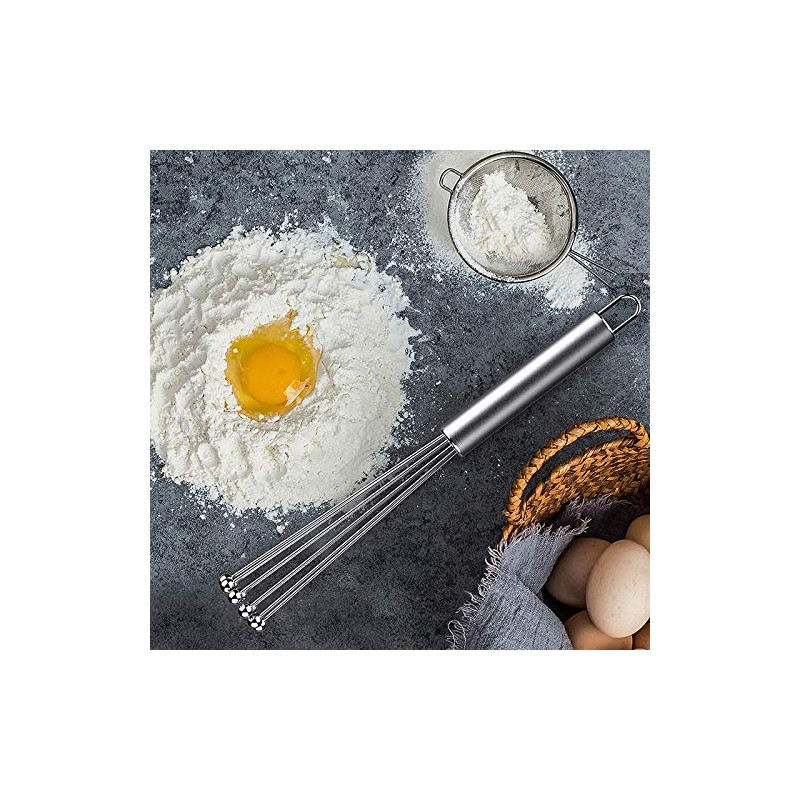 Ntcpefy 2 Pieces Stainless Steel Ball Whisk Wire Egg Whisk