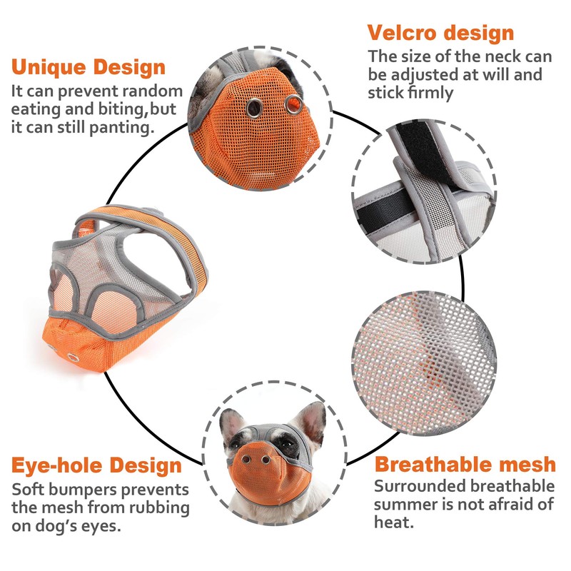 CILKUS Short Snout Dog Muzzles - Bulldog Muzzle Adjustable Breathable