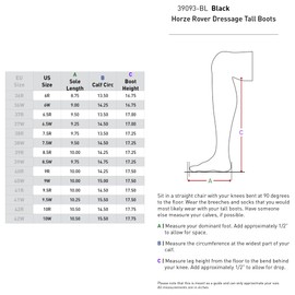 HORZE Rover Women's Synthetic Leather Dressage Tall Riding Boots | All-Weather, Water-Resistant with Rear Zipper - Black - 9R