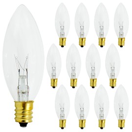 4E's Novelty 12 Pack Replacement Light Bulbs E12 120v 7w - Torpedo Tip for C7 Candelabra Light Bulb, Indoor/Outdoor Replacement C26 Light Bulb for Electric Window Candle Chandeliers Night Light
