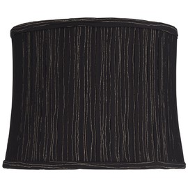 12" Top x 13" Bottom x 10" High x 10" Slant Print Lamp Shade Replacement Medium Woodruff Black Drum Round Tapered Modern Fabric Pattern Softback Washer Harp Finial - Springcrest