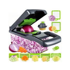 Uvbws 16Pcs Multi functional garlic veggie chopper, vegetable cutter for onion and potato, food chopper with abs+pp material Kitchen Gadgets Home Essentials Food Chopper with Accessories