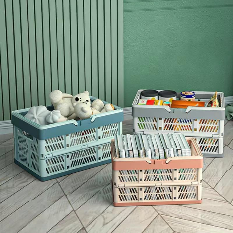 ZANZER Collapsible Storage Crate -9L Foldable Handle Crate Storage Basket