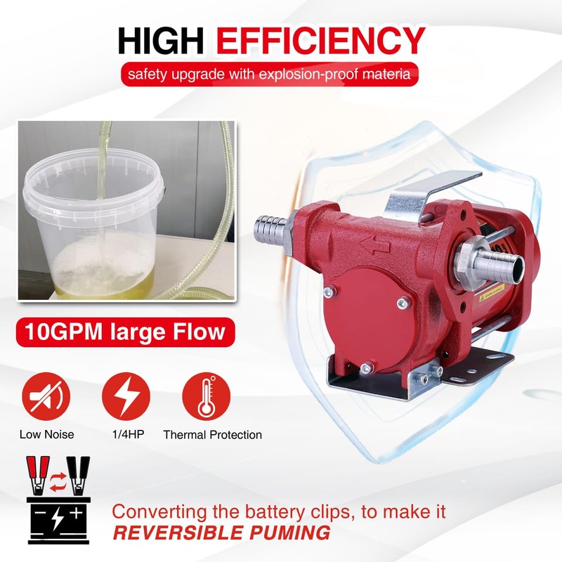 TOPWAY 12V DC Gasoline Fuel Pump 10GPM Self-priming Oil Transfer