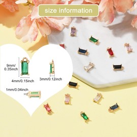 Airssory 16 Pcs 8 Colors Faceted Rectangle Glass Crystal Charms with Golden Brass Findings for DIY Jewelry Earrings Necklaces Bracelets Decoration