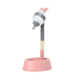 NACOCO Pet Standing Water Dispenser - Cat Dog Standing Bowl with Detachable Pole Automatically Feeding Water Height Adjustable(Grey-Pink Ear)