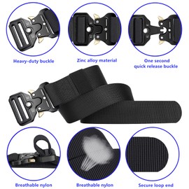 Ginwee 3 Pack Tactical Belt,Military Style Belt, Riggers Belts for Men, Heavy-Duty Quick-Release Metal Buckle with extra MOLLE Hook