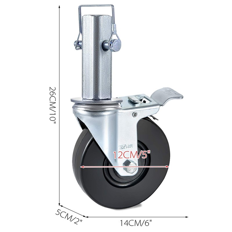 BestEquip 4 Pack 5Inch Scaffolding Rubber Swivel Caster Wheels with