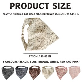 LUFFLOK 6 Pieces Bandana Headband, Flower Hair Bandanas for Women and Girls, Floral Colorful Head Scarf Soft Chiffon Hairscarf for Women Ladies Elastic Hair Accessory (6 PCS, One Size)
