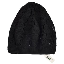 Basic Sense Classic Crochet Hat, Vintage Lightweight Super Soft Cotton Beanie Knit Slouchy Hats, Triangle Black