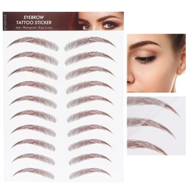 6D Eyebrow Tattoo Sticker, Professional Waterproof Eyebrow Transfer Sticker, Eyebrow Makeup Tool for Women and Girls (Brown) (Brown-09)
