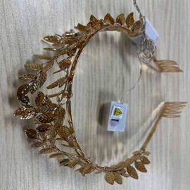 Yean Light Up Gold Leaf Headband Greek Tiara Headpiece Laurel Hair Accessories for Women and Girls (Gold-Warm Light, One Size)