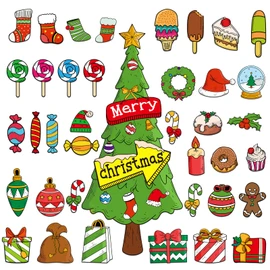 SICOHOME Christmas Bulletin Board Decorations Set 48 Pcs Winter Classroom Decoration Merry Christmas Tree Paper Cutout Christmas Home Wall School Office Holiday Decor Party Supplies for Kids Students