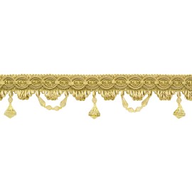 DÉCOPRO (TM) Beaded Fringe Trim with Gimp Header, Color# C4 - Antique Gold [3 Yards]
