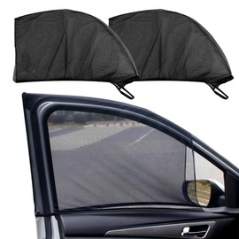 CHENNAN Pack of 2 Car Mosquito Screen, Car Sun Protection Side Window, Car Window Mosquito Nets, Side Window Nets, Practical for Protects Baby, Children, Pets, Adults (Black, Front Window)