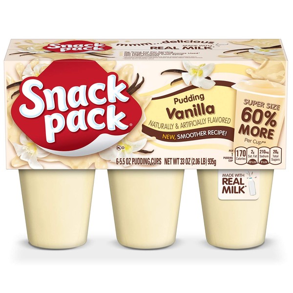 Super Snack Pack Vanilla Pudding Cups, 6 Count, 8 Pack