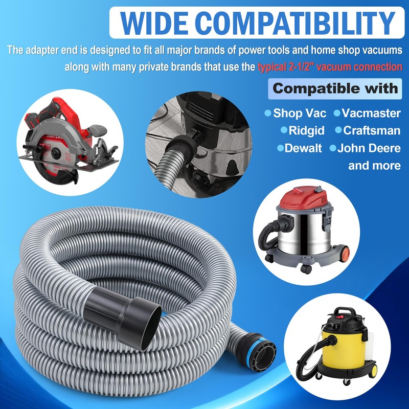 16FT 1-1/4Inch Shop Vac Hose Extension, Dust Collection Hose Kit