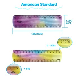 4 PCS Bendable Small Ruler 6 Inches Colorful Plastic Rulers for Drawing for Student School Office with Metric and Inches Drafting Measuring Tools(6 inches 4pcs)…