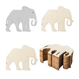 Elephant Wooden DIY Crafts Cutouts Wooden Blank Elephant Wood Wall Art Unfinished Ornaments for Christmas Wedding Birthday Party Decoration 20Pcs.
