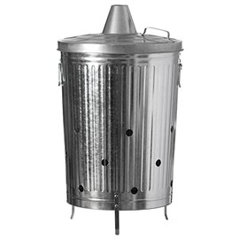 Silver Indoor and Outdoor Galvanized Metal Garden Incinerator Can, for Yard, Home, Patio, and Backyard