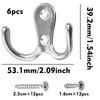 Coat Hooks, Silver, Pack of 6 Vintage Coat Hooks with