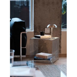Modern 304 Stainless Steel Wire Cube Storage Rack, Silver, 13.8x13.8x13.8 Inch, Stackable Side Table, Book Display Stand，Multi-Purpose Accent Table for Living Room, Office