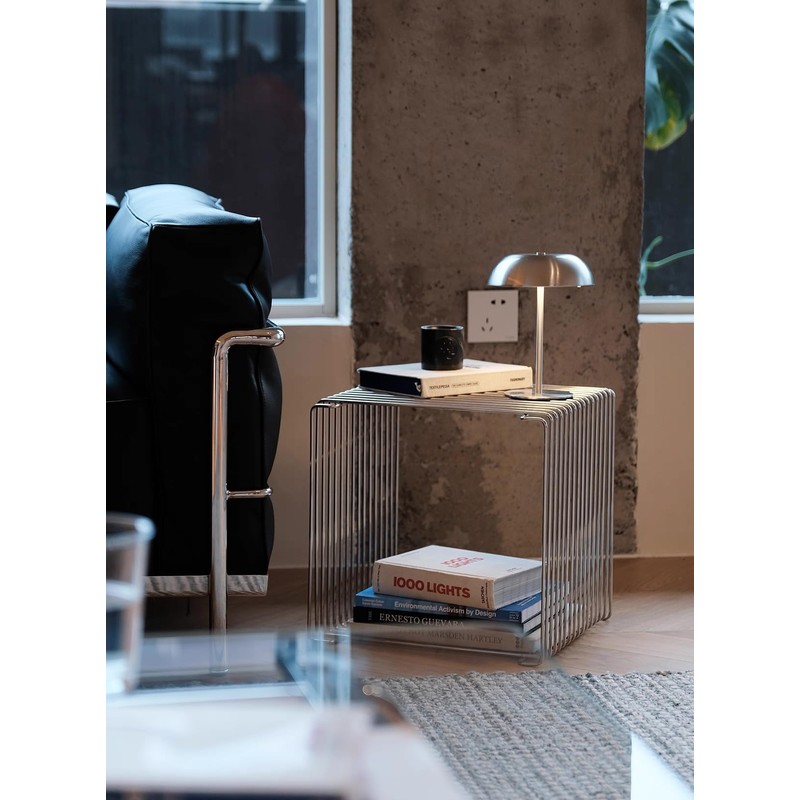 Modern 304 Stainless Steel Wire Cube Storage Rack, Silver, 13.8x13.8x13.8
