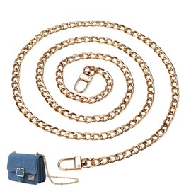 jwtyu Bag Chain 120 cm Bag Chain Gold Metal Handbag Chains Replacement Chain for Flat Chain Strap Shoulder Strap Purse Bag Chain Gold High Quality