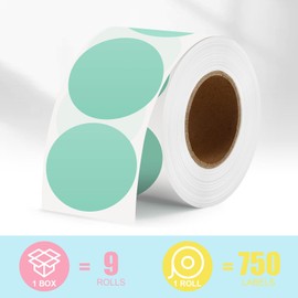 Yeaqee 9 Rolls 2 Inch Circle Thermal Label Stickers 750 Labels Bright Color Thermal Gradient Label Multi Purpose Thermal Stickers for Design DIY Logo Qr Code Name Tag Thank You Label (Bright Color)