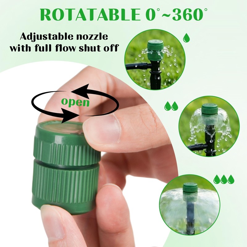 18PCS Green Shrub Bubbler Sprinkler Heads, Adjustable Flow Control Mushroom