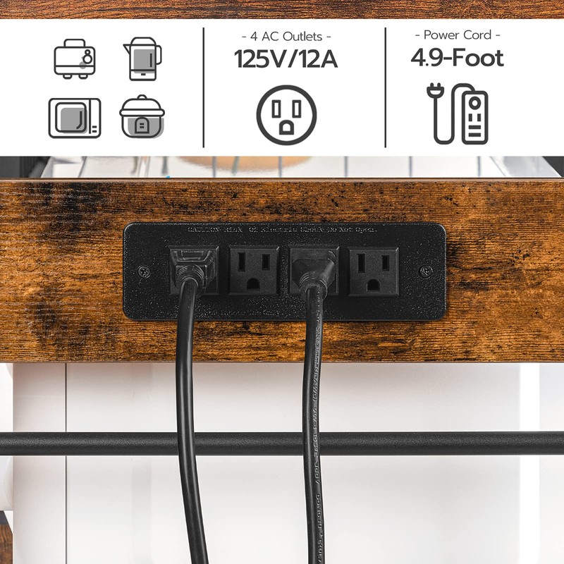 HOOBRO Bakers Rack with Power Outlet, 35.4 Inches Coffee Bar