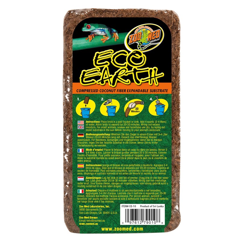 Eco Earth Compressed Coconut Fiber Substrate Single Brick, 2 Pack