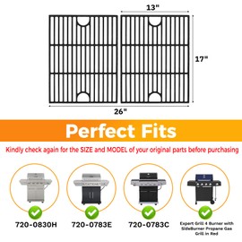 Wanchao 17 Inch Cast Iron Grill Grates for Nexgrill 4 Burner 720-0830H 720-0783E 720-0830X 720-0888S and 5 Burner 720-0888N 720-0888 720-0697 Replacement Cooking Grate Parts