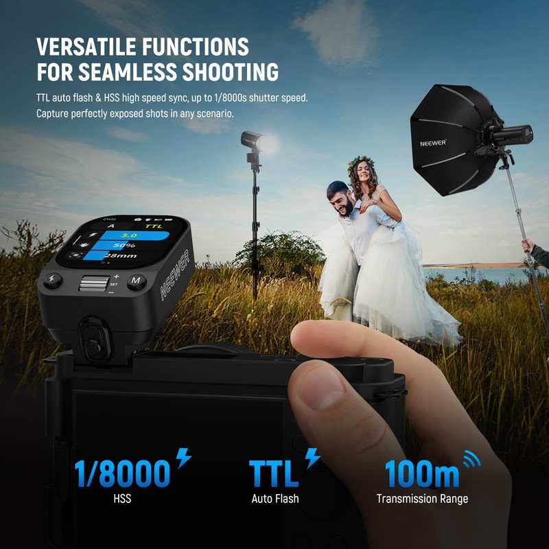 NEEWER QZ-S 2.4G TTL Wireless Flash Trigger Transmitter, 1/8000s HSS,