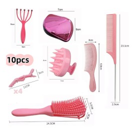 Cepillo Para Cabello Rizado Y Modelado Mujer Kit De Peines