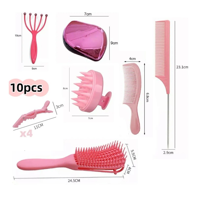 Cepillo Para Cabello Rizado Y Modelado Mujer Kit De Peines