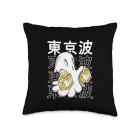 TOKYO WAVES Japanese Ghost Banana Milk Kawaii Aesthetic Anime Throw Pillow, 16x16, Multicolor