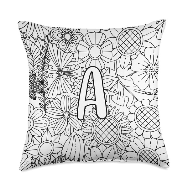 Initial Monogram A Personalized Color Your Own Craft gift Throw