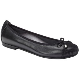 Vionic Women's Spark Minna Ballet Flat - Ladies Cap Toe Walking Flats with Concealed Orthotic Arch Support Black 6.5 Narrow US