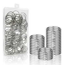 100Pcs Keyring Rings 25mm Key Ring Hoop with Plastic Box Metal Split Rings Stainless Steel Key Rings for Home Keys Organization and DIY Crafts